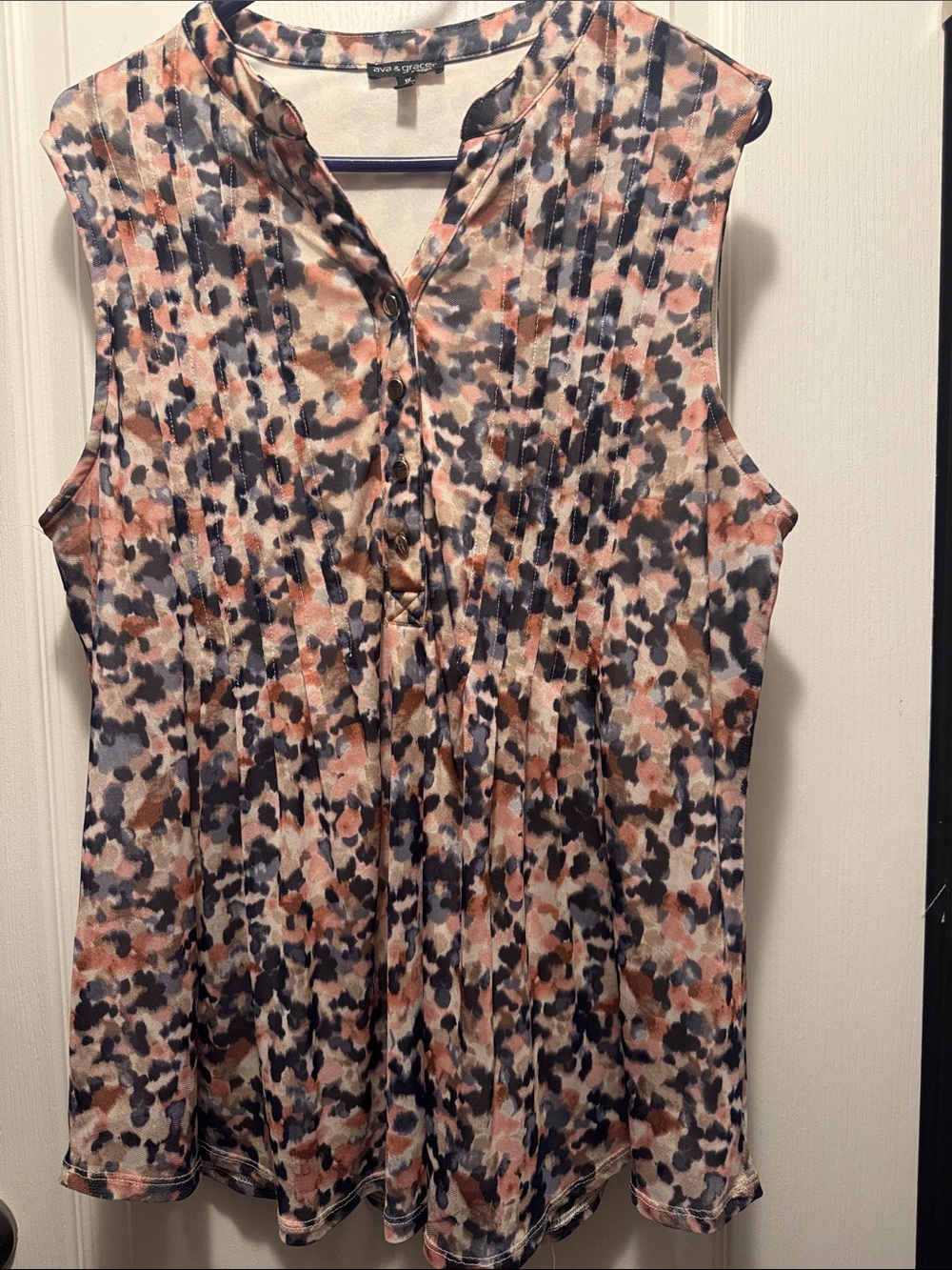 Ava & Grace Plus Size 1X Abstract Print Sleeveless Tunic Blouse